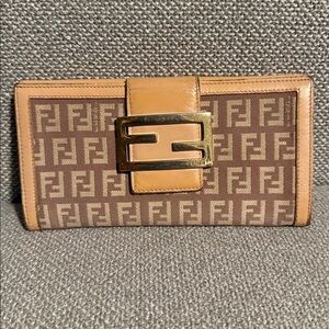 Fendi Zucchino Blush Beige Pink Wallet